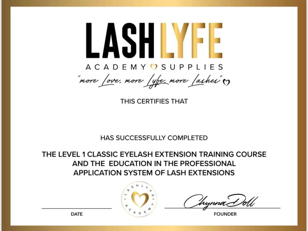 Lash Certificate Copy | LashLYFE Academy Lash Certificate Copy | LashLYFE Academy